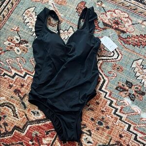 NWT Time and Tru Elegant Black One-Piece Swimsuit